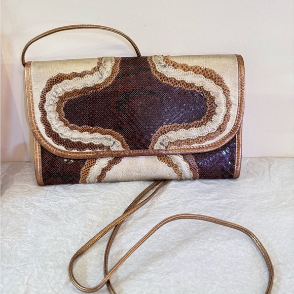 Vintage Carlos Falchi Snake Skin Envelope Shoulder Bag - Picture 11 of 15
